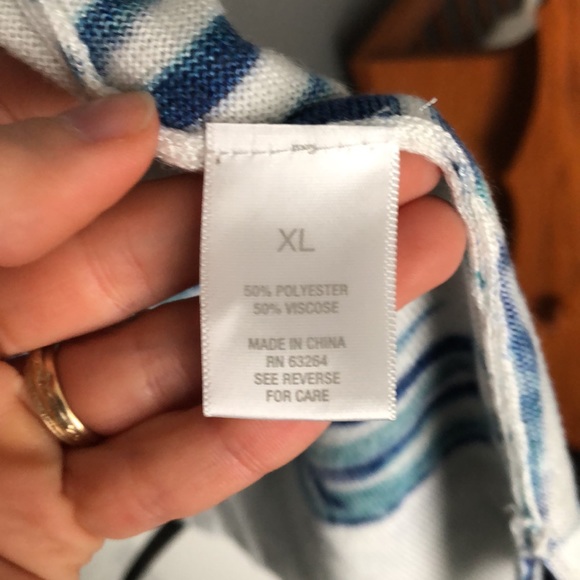 Blue and white palm frond open cardigan - Picture 4 of 5